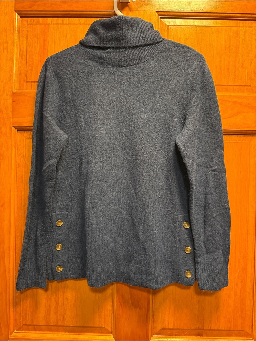 J. Crew Navy Turtleneck Sweater with Side Buttons